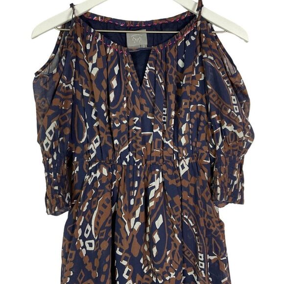 Anthropologie | Vanessa Virginia Women's Cold Shoulder Dress Size 2 100% Cotton - Picture 5 of 12